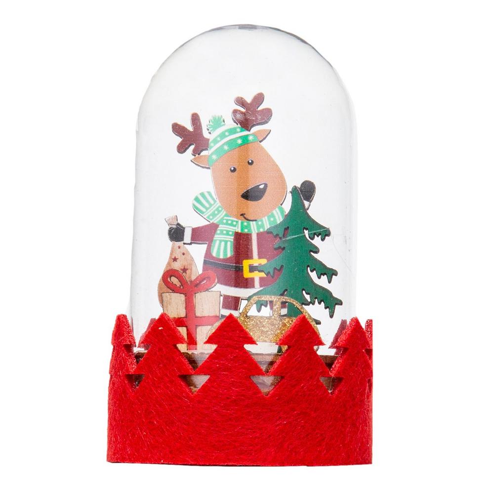 Christmas Glass Ball Decorative Miniature Nutcracker Snowman Globe LED Glowing Wooden Ornament Kids Xmas Snow Globe Gifts