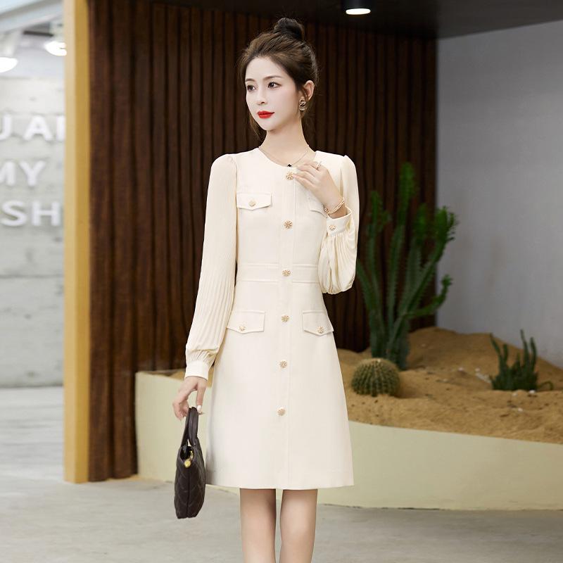 2024 Autumn High-End Petite Slimming Long-Sleeve Socialite Dress WN6058