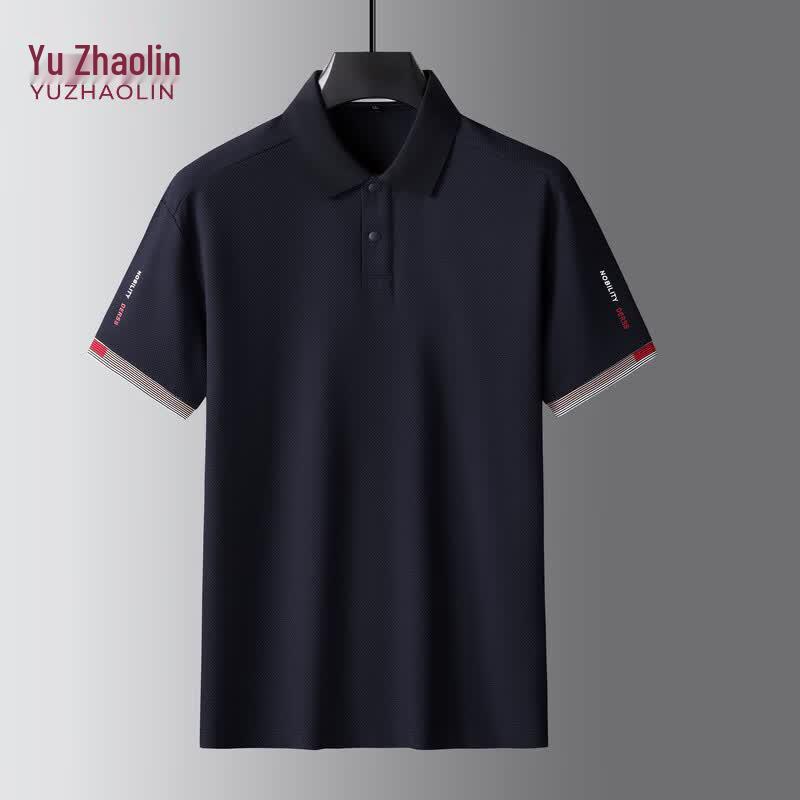 Men s Summer Plus Size Business Short Sleeve Polo Shirt XL темно-синий