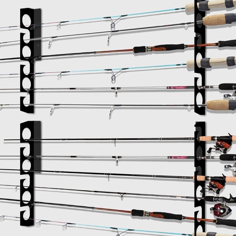 Fishing Rod Display Stand Wall Ceiling Storage Rack Horizontal Rod Stand 6/12-Rod Wall Mounted Fishing Rod Holder