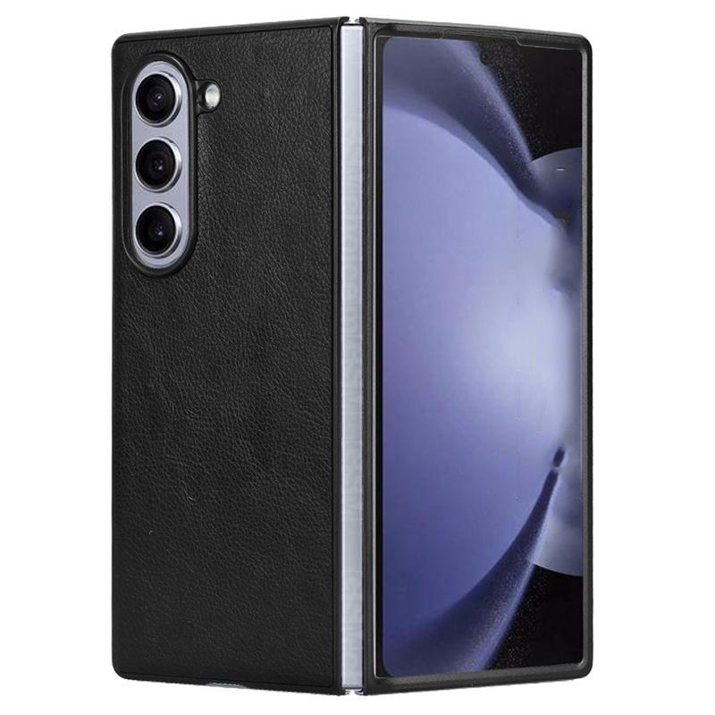 Für Samsung Galaxy Z Fold6 5G Hülle Litschi-Textur PU-Leder+PC Handyhülle