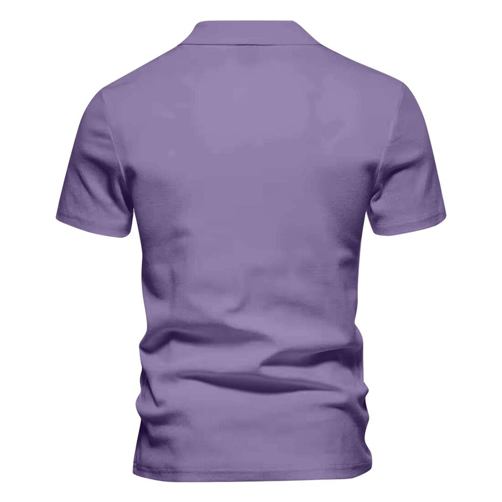 Men's Summer Solid Color Button Collar Short Sleeve Tops Men's Casual Loose Fashion Tops