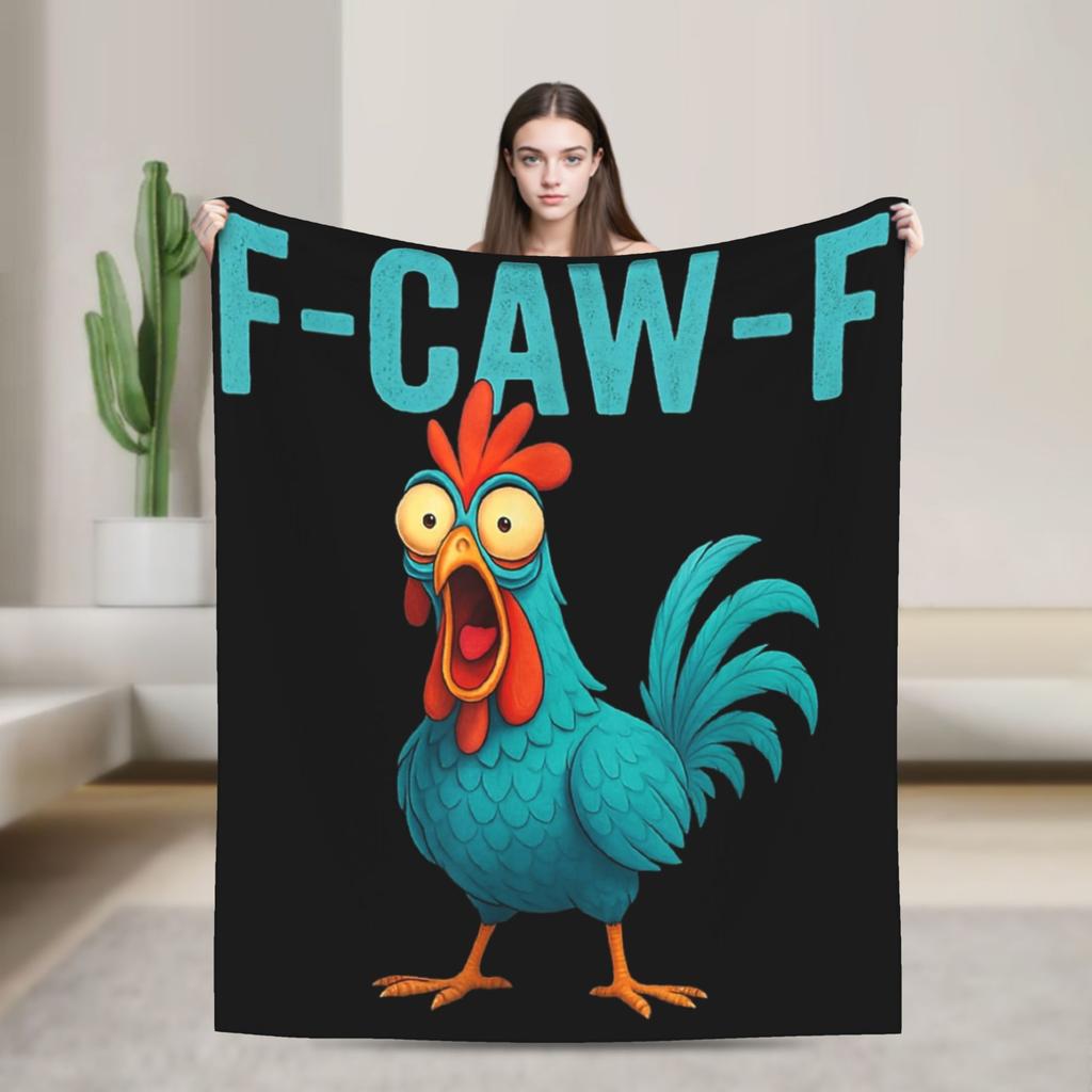 F-Caw-F Chicken Funny Fashion Blanket Fleece Decoration  Multi-function Lightweight Throw Fashion Blanket for Bed Bedroom Plush Thin Quilt