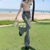 Women's 2024 High Waist Retro Micro Flare Jeans - New Design, American Style, Autumn Collection