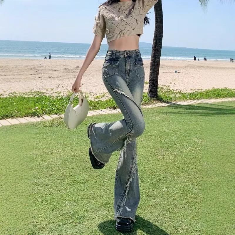 

Women s 2024 High Waist Retro Micro Flare Jeans - New Design, American Style, Autumn Collection XL синій