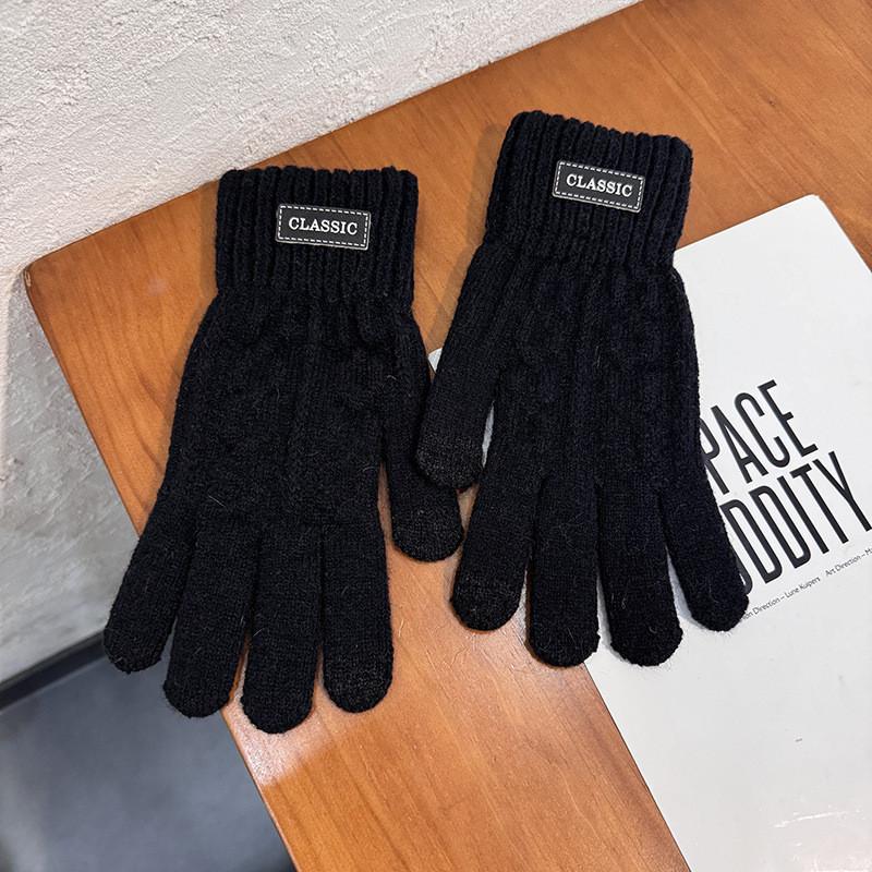 Handgestrickte Touchscreen-Handschuhe für Herren Winterwärme Mit gemustertem Design Für Freizeitkleidung