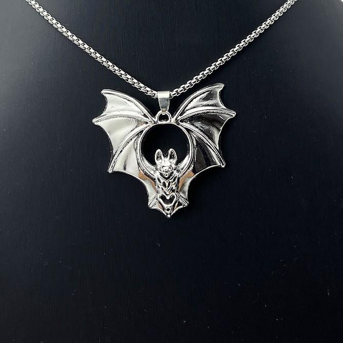 Exaggerated Gothic Bat Stainless Steel Necklace - Vampire Bat Halloween Gift