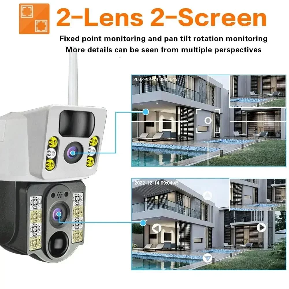 8MP 4K HD Solar IP Camera Wifi 4G Sim Dual Lens Outdoor PIR Human Detection CCTV Camera Low Powered V380pro Smart Security IP Cameras