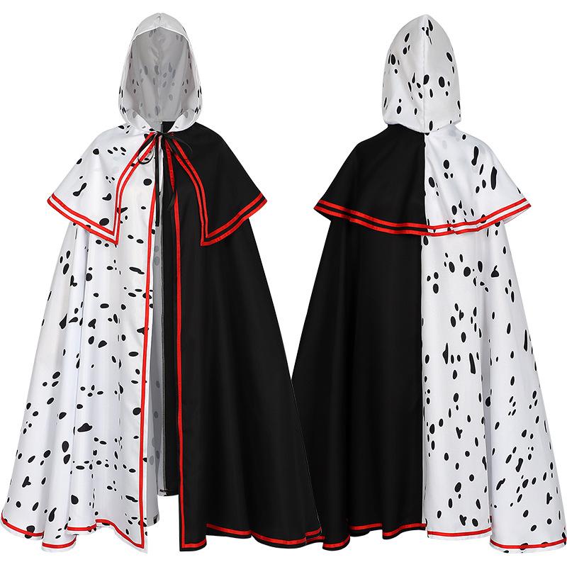

Новая плюшевая накидка с капюшоном, контрастный черно-белый сценический костюм на Хэллоуин, накидка с капюшоном на тесьме average size