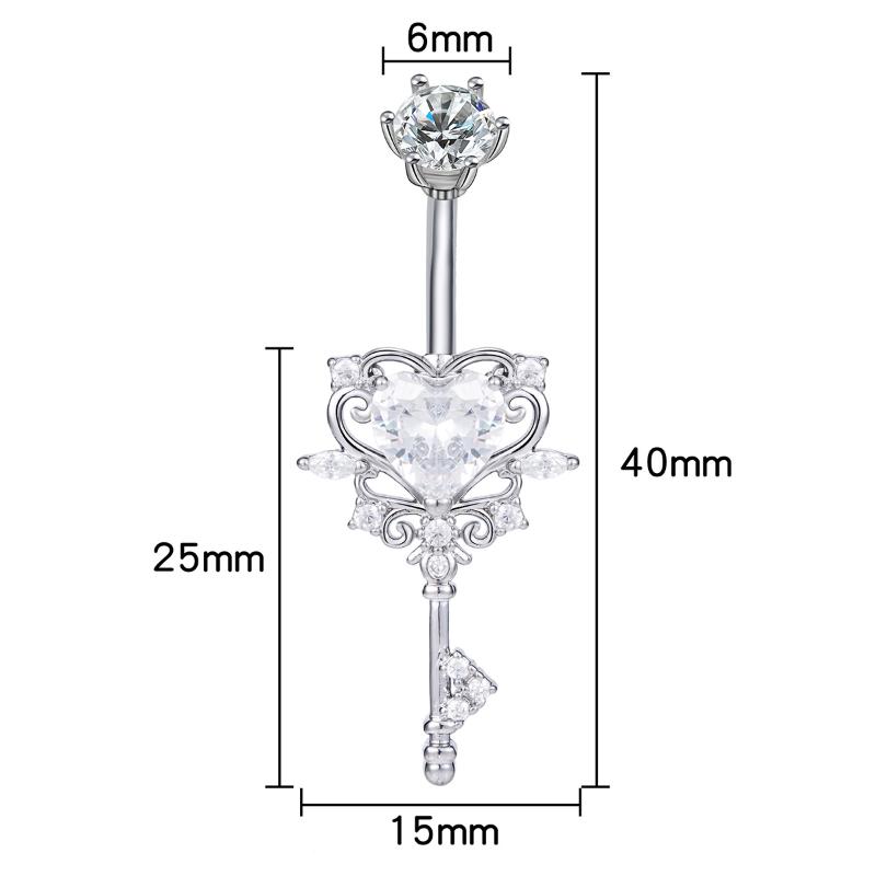 Módní třpytivý zirkonový prsten do pupíku ve tvaru srdce pro ženy, sexy tělový šperk, piercing do pupíku, doplňky na plážovou párty, dárek