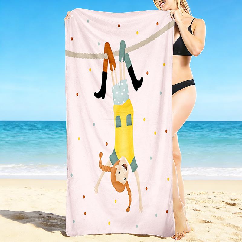 1Pc Girl Upside Down Beach Towel, Quick Dry, Multi-Use for Beach Pool Gym Yoga Home Travel, Christmas, Halloween, Xmas Gift M929413