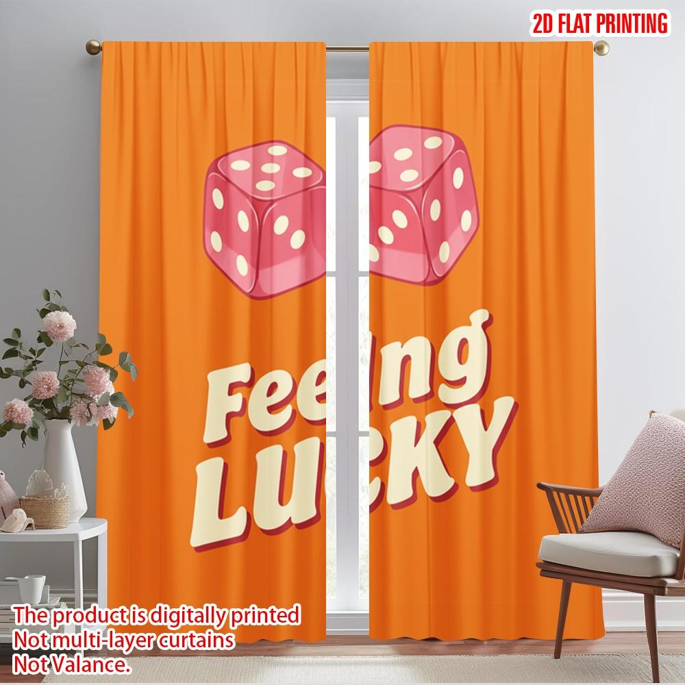 

2pcs 2D flat printing Window Curtains Pink Dice Feeling Lucky 100% Polyester Without Electricity Holiday Decorations for Holiday 52.50×116.00 CM 2pcs