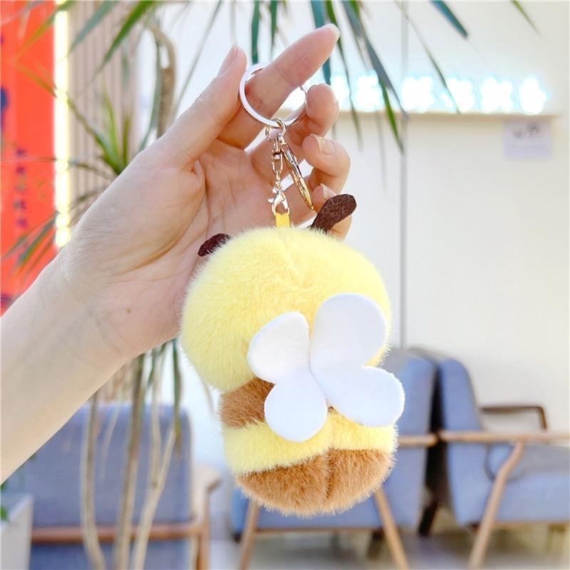 HXBF Honeybee Toy Keychain Soft Stuffed Animal Bag Charm Backpack Pendant Accessory