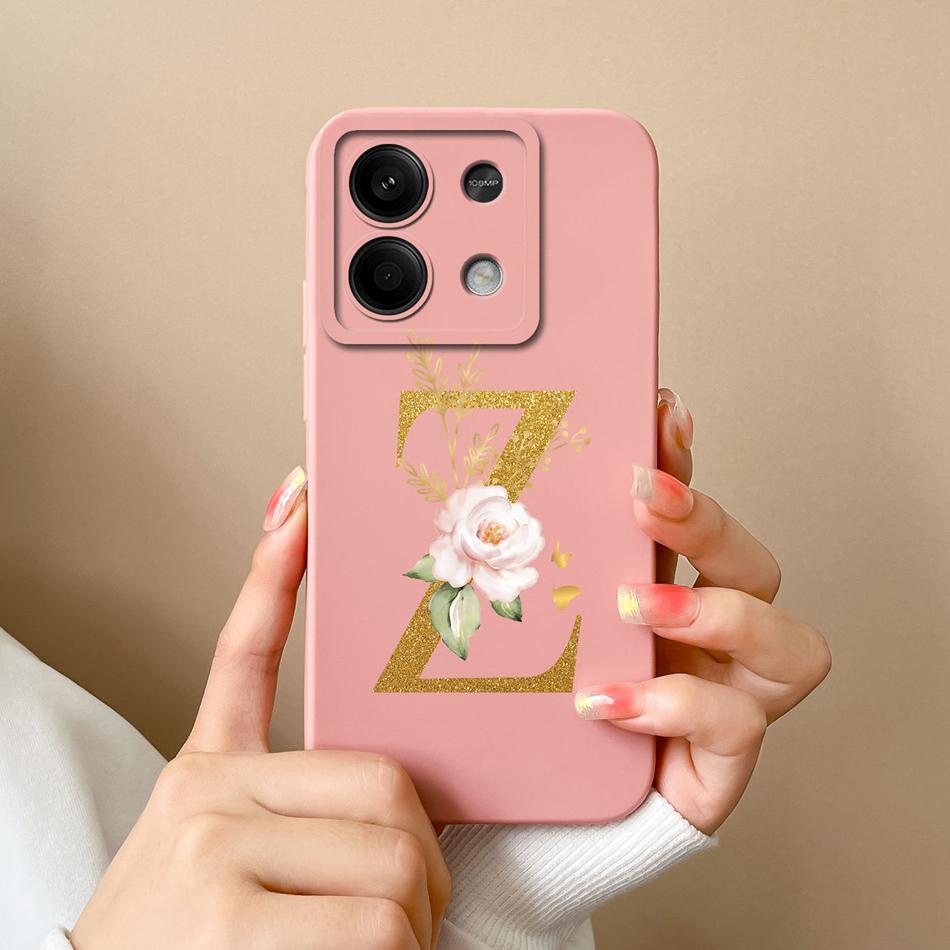 Phone Case For Redmi Note 13 Pro 4G 5G Elegant Letter Soft Liquid Silicone Full Coverage Protector For Redmi Note13 13Pro Fundas