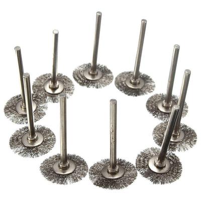 10 x 3 mm Edelstahl Drahtradbürsten für Schleifer Dremel Drehwerkzeug 21 mm