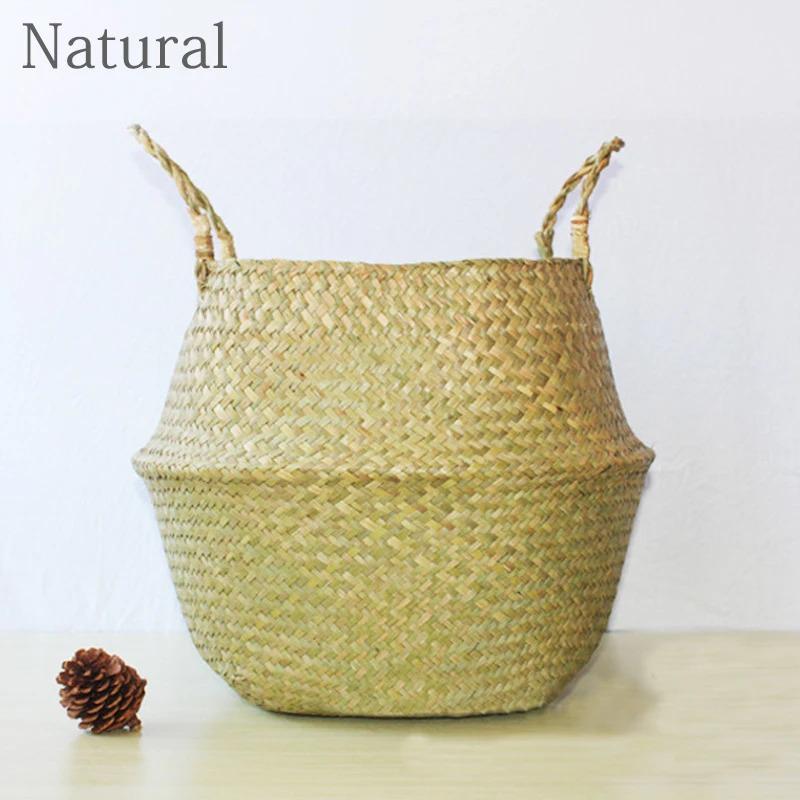 Straw Woven Flower Pot Basket - New Grass Planter for Indoor Outdoor & Multi-Use Dirty Basket
