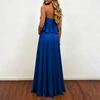 Women's Elegant Strapless Chiffon Evening Gown - Color Sleeveless Ruffled Maxi Dress for Wedding Guest or Formal Party