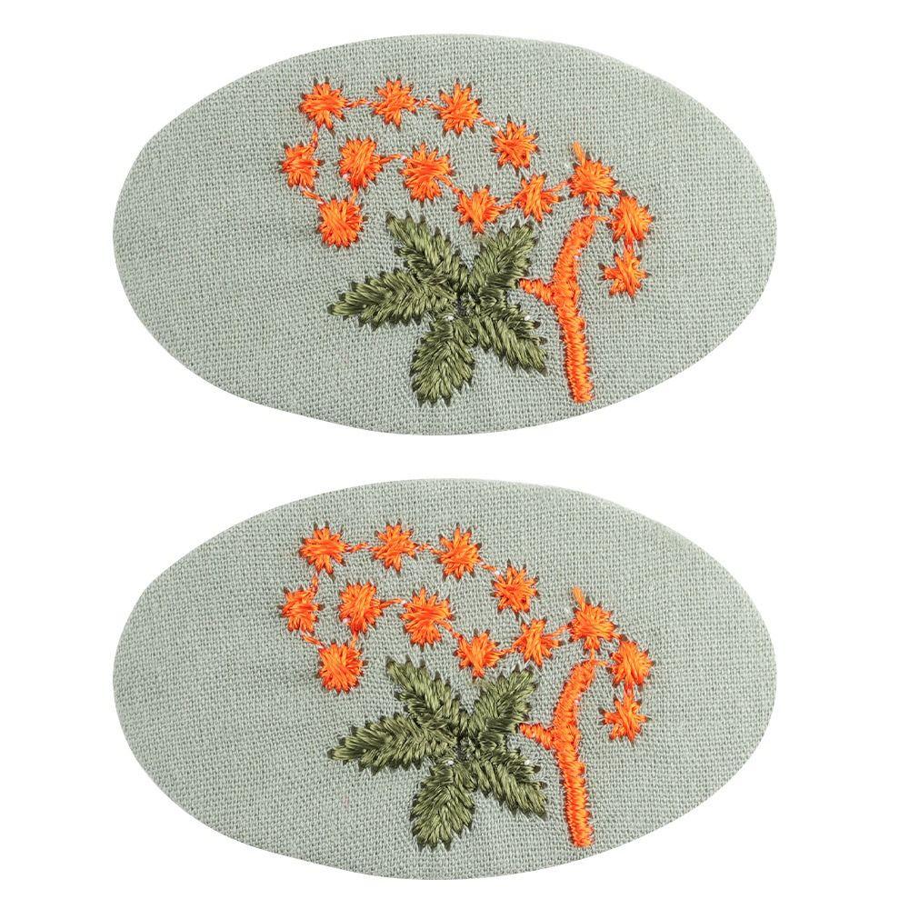 2Pcs/set Floral Embroidered Hairpin Set Oval Children's Hair Accessories Daily Use