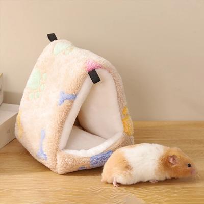 1 Pc Cute Print Pet Bird Parrot Cages Warm Plush Hammock Hut Tent Bed Hanging Cave for Sleeping and Hatching Bird Accessories
