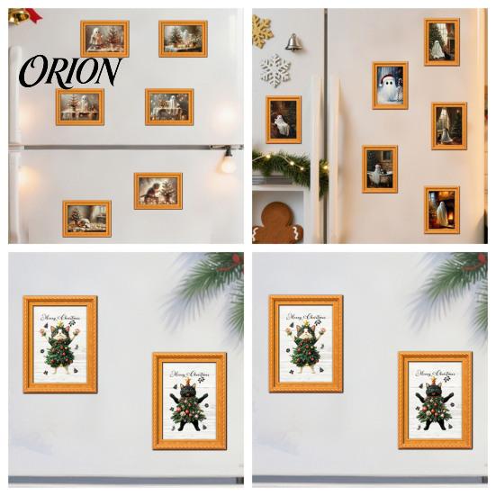 Decorative Metal Cabinet Magnets Christmas Ghost/Dog/Cat Fridge Magnets, Retro Wooden Photo Frame Refrigerator Magnet, Strong Magnetic Decorations
