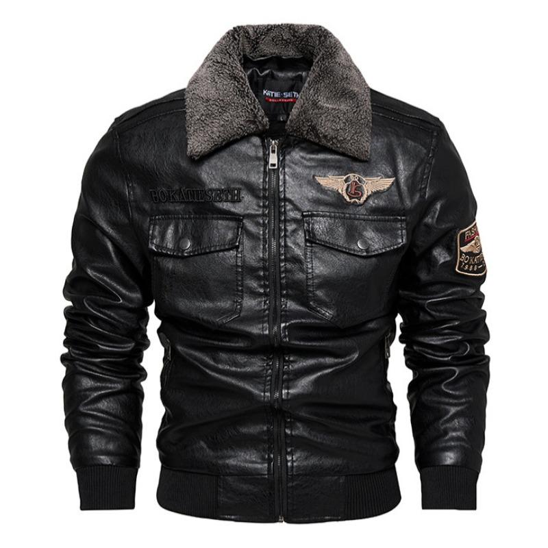 Leather Jacket Men's Autumn and Winter New Leather Jacket Fashion Trend Motorcycle Korean Version Slim PU Stand Collar Jacket Men's Clothing