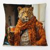 Renaissance Animal Painting Tiger Leopard Lion Deer Cow Goat Print Cushion Cover Home Decorative Pillow Case