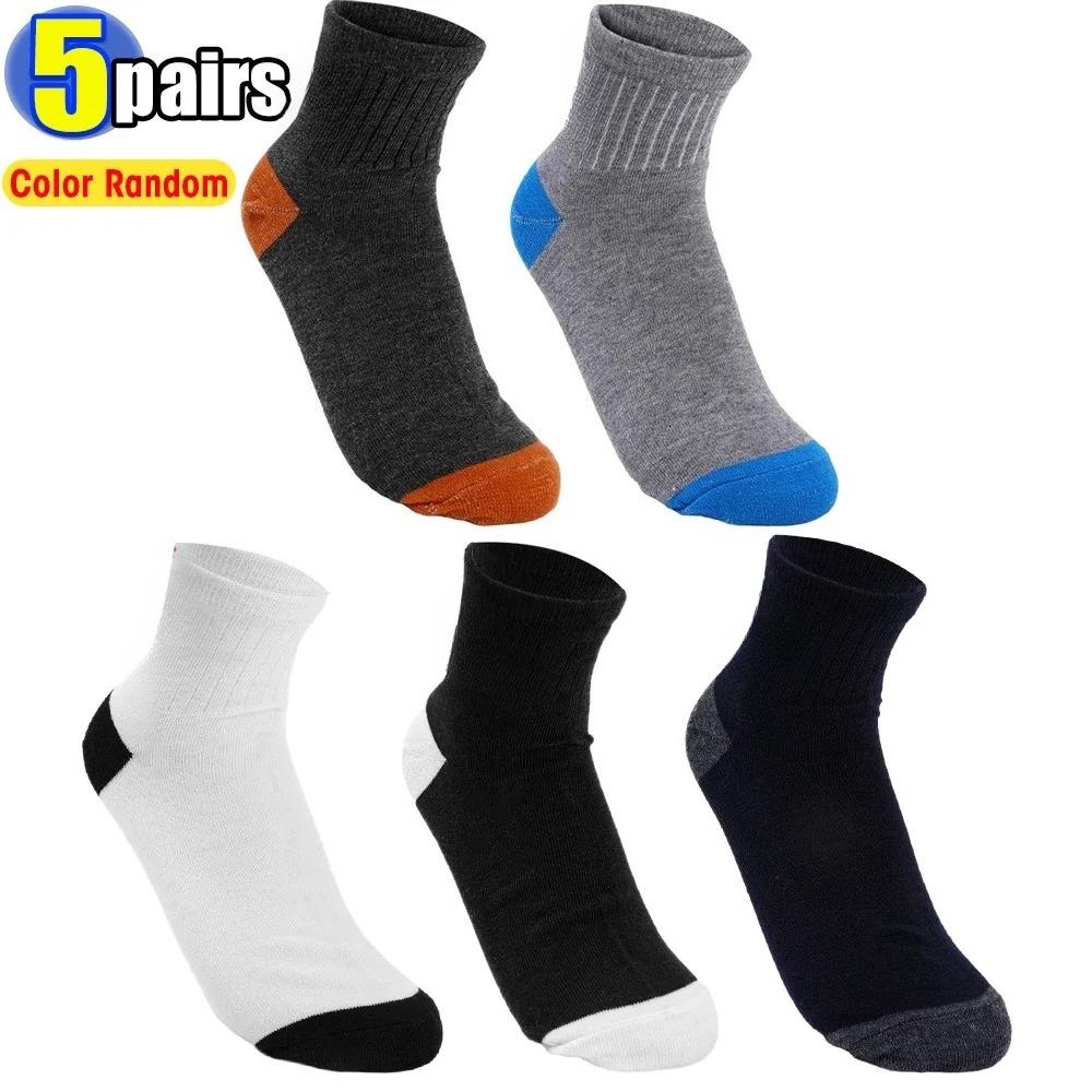 5 Pair Bamboo Fiber Autumn Winter Men Socks Breathable Cotton Sports Sock Breathable Deodorant Business Socks Plus Size 38-47