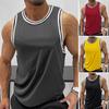 Männer Slim Fit Kontrast Farbe Weste Ärmellose Rundhals Sport Fitness Weste Schnell Trocknend Training Tank Top Tees