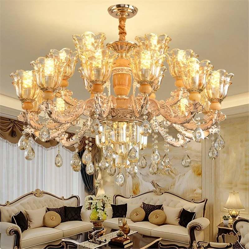 2024 European Style Jade Crystal Chandelier for Living Room, Dining Area & Villa Hall