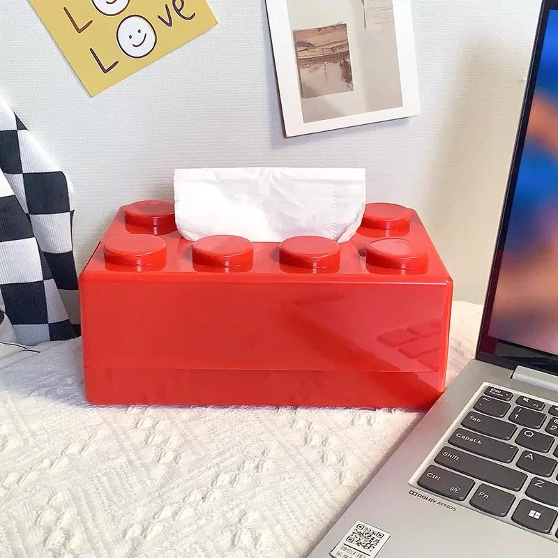 1PC Wall-mounted Living Room Building Block Tissue Box Car Paper Box Household Napkin Drawer Organizer