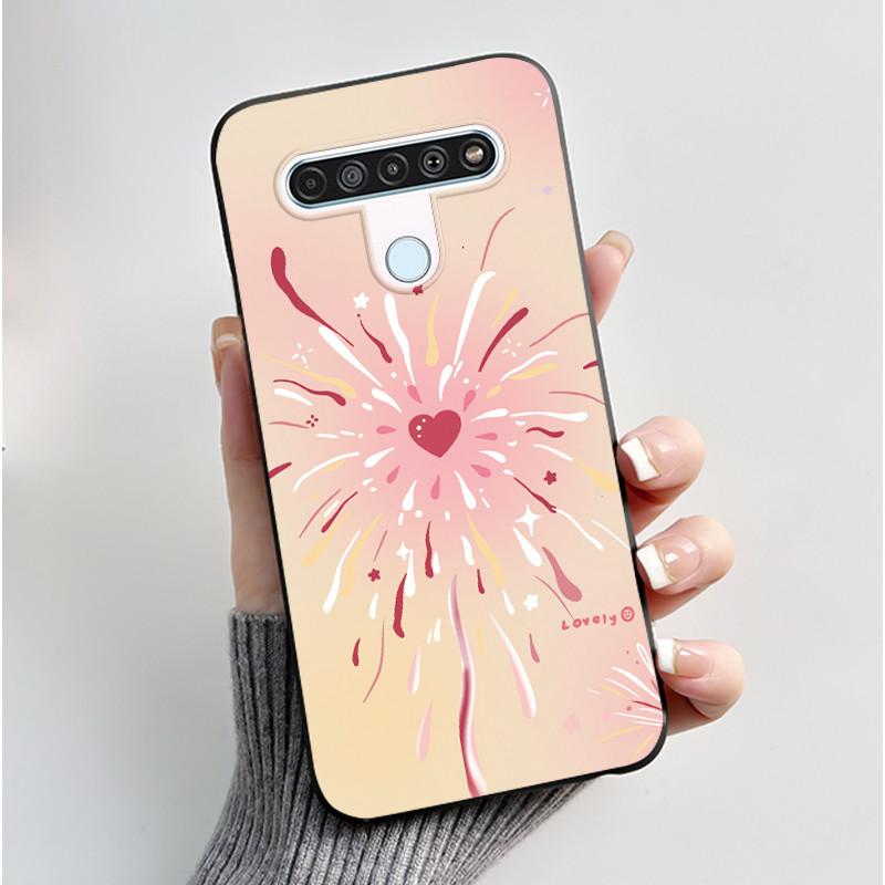 Cute Case For LG Q61 Capa For LG K61 Coque For LG Q70 Fundas Printing Shell Protective Cover Soft Silicone Cartoon Black Casing