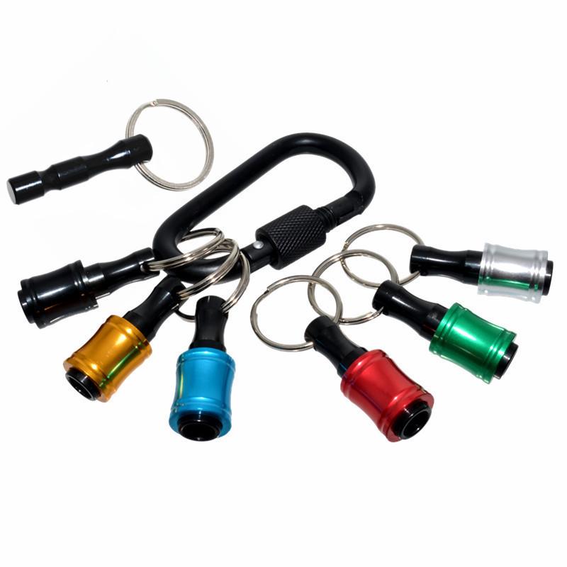 6-Piece Colorful Keychain Set: Extension Rods and Mountaineering Buckle with 1/4" Hex Drill Bit Storage Extension Rod