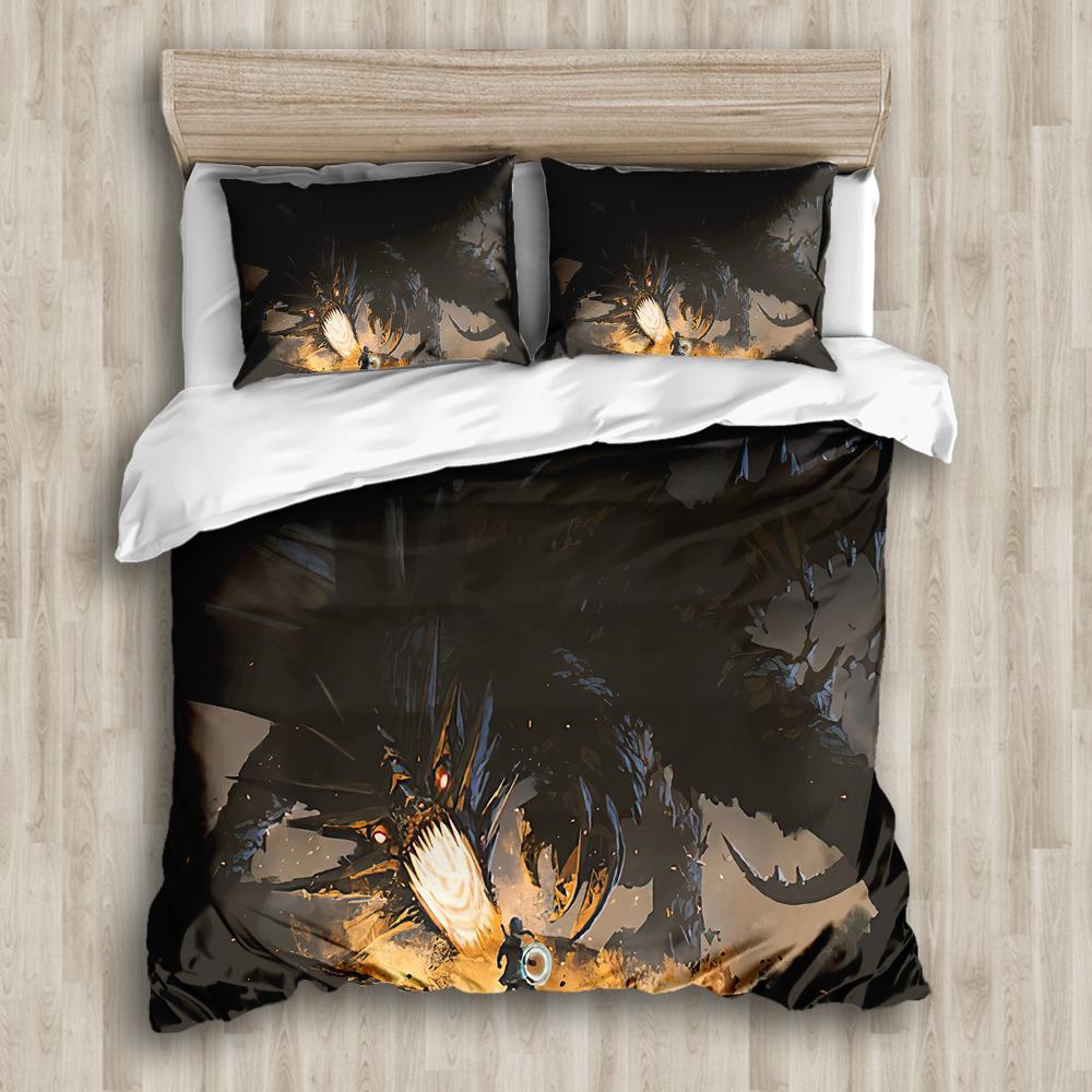 Sada povlečení s drakem King Queen Twin Full Size 3D potisk Obrovský létající drak Šedá Červená barva pro chlapce dívky Polyesterová sada povlečení