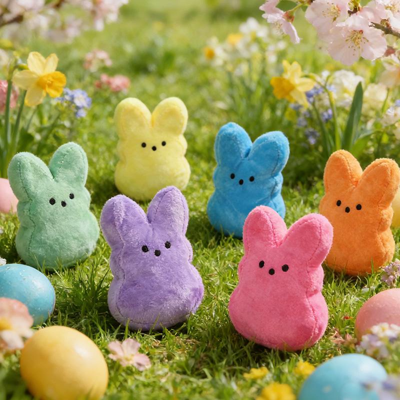 6Pcs Colorful Cute Bunny Plush Doll Easter Basket Fillers Kids Boy Girl Birthday Party Gifts Favors Spring Home Table Decoration