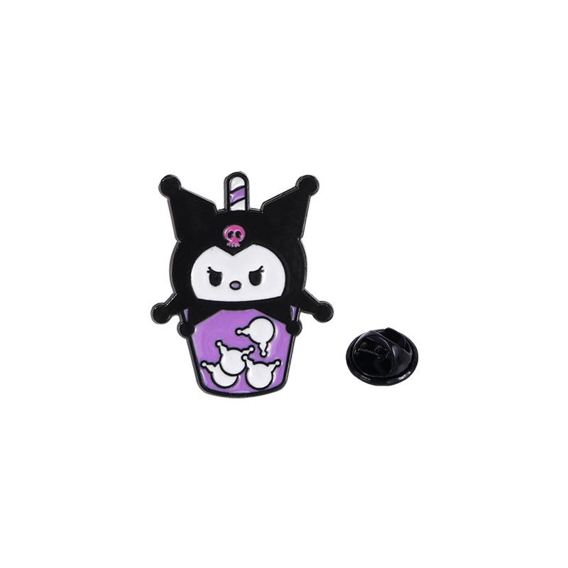 Cartoon Sanrio Milk Tea Brooch Cinnamoroll Pochacco Hello Kitty Enamel Alloy Pin Badge for Clothes Bag Decoration