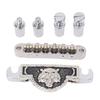 Guitar Roller Saddle Bridge Lion Pattern Metal Electric Guitar Bridge Tailpiece for LP 6mm Silver