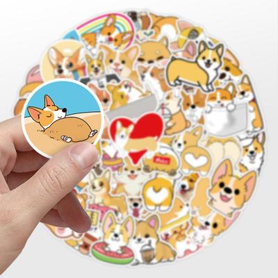 50 Teile/satz Telefon Abdeckung Aufkleber Cartoon Selbst-klebstoff Wasserdichte PVC Abnehmbare DIY Corgi Hund Tier Thema Gepäck Skateboard Aufkleber Studenten liefert