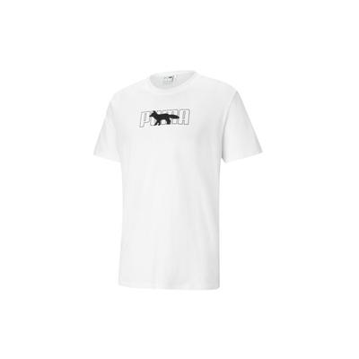Puma X Maison Kitsune T-Shirt mit Rundhalsausschnitt und Cartoon-Stickerei, kurzärmlig, Unisex-Oberteil, Weiß, 530434-02