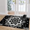Bohemian Mandala Floral Area Rug Bedroom Black Boho Flower Rug Vintage Exotic Ethnic Floral Rug for Living Room Classroom