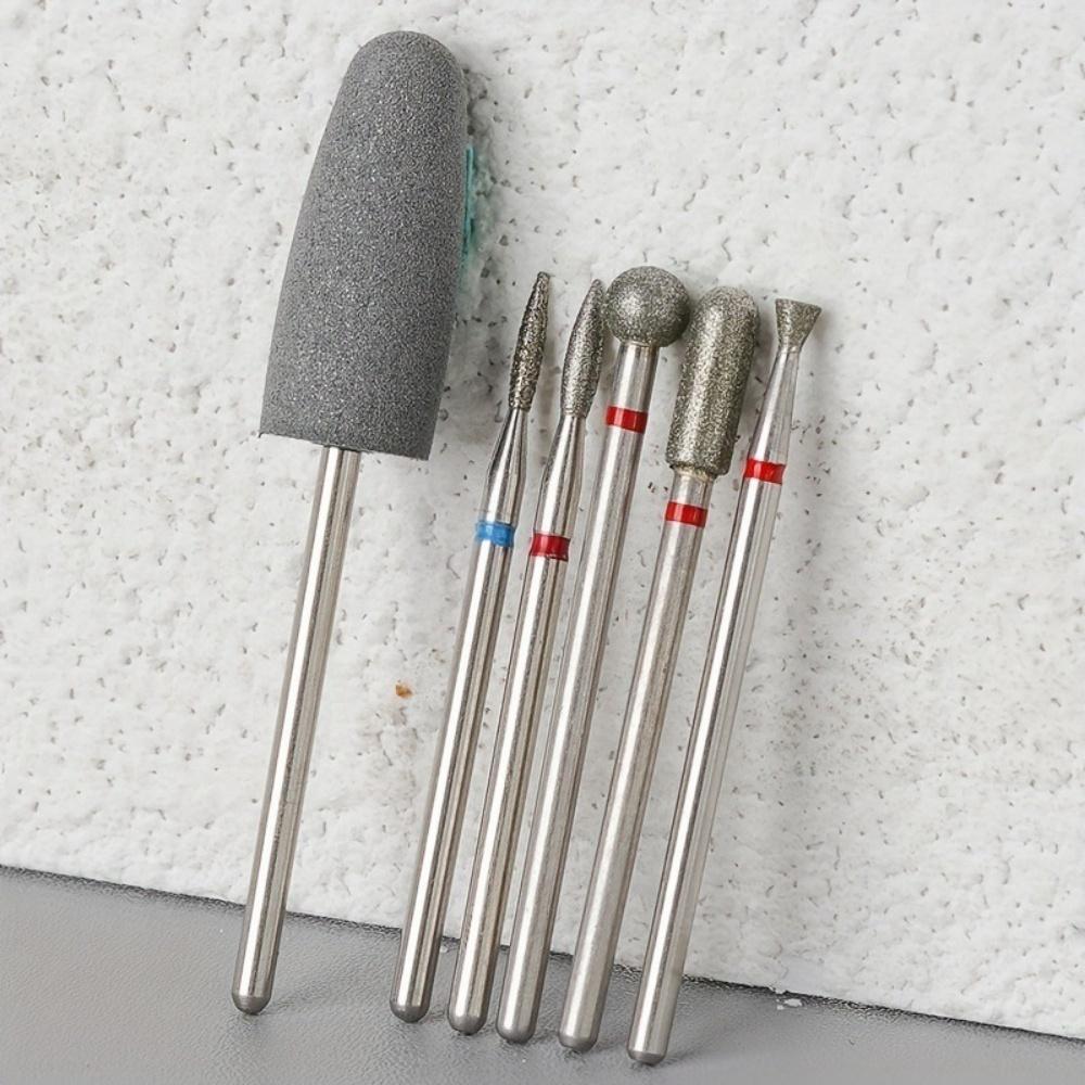 6pcs/set Nail Files Drill Cuticle Polishing Bit Diamond Cutters for Manicure Cuticle Burr Milling Electric Manicure Drill Sets