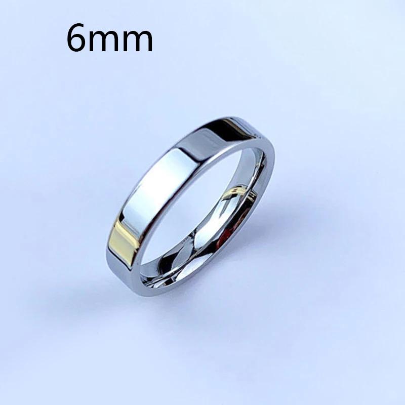 6/8mm Smooth Customized Stainless Steel Silver Color Ring for Women Men Custom Engrave Name Logo Lover Couple Charm  Gift