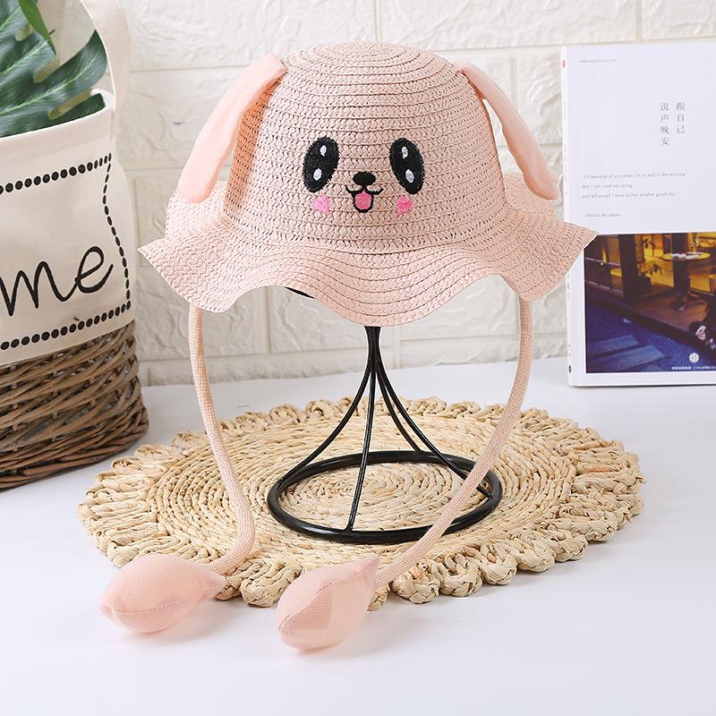 Children's Sun Hats Summer Men's and Women's Sun Protection Straw Hats Cute and Fun Hats That Move Ears Rabbit Hats