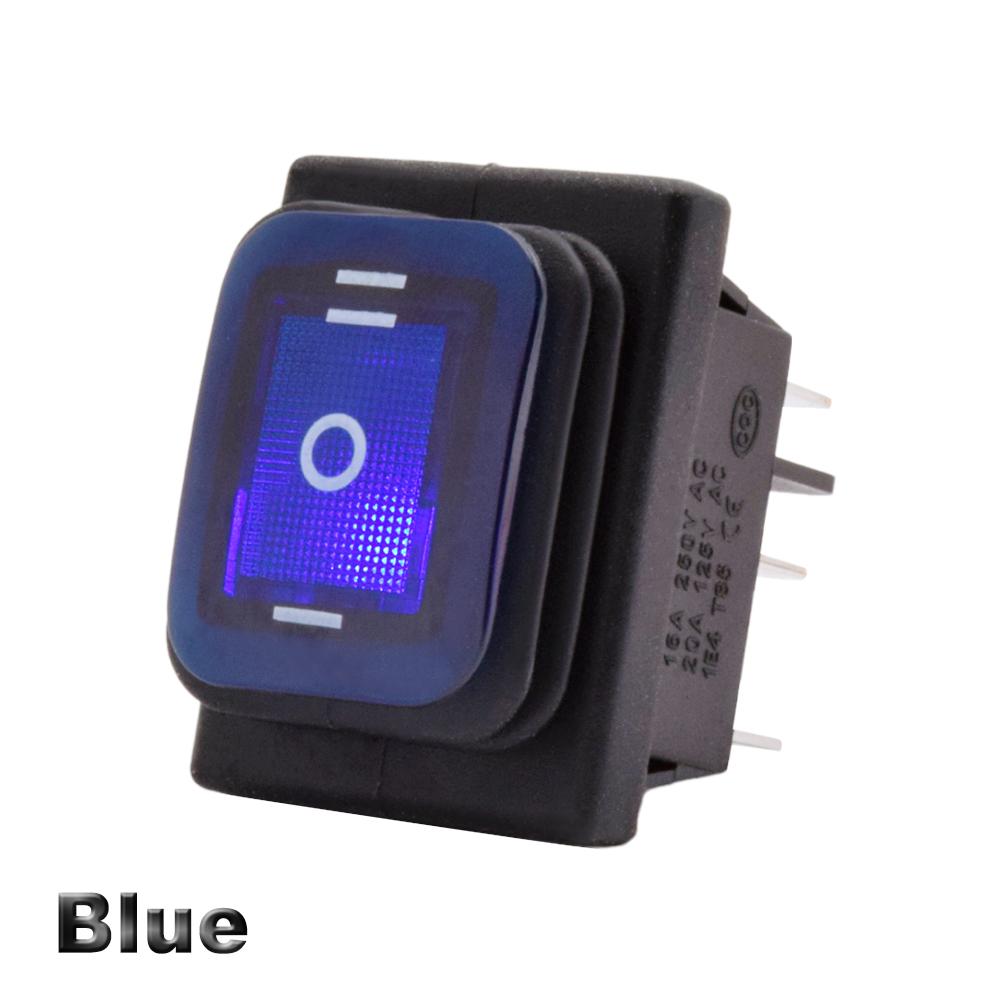 KCD4-203 Heavy Duty 16A 250VAC 30x22mm Waterproof Rocker Push Switch T85 IP65 6pin DPDT ON OFF ON 12V 220V Red Green Blue Light
