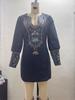2025 European & American Women's V-neck Embroidered Mini Bodycon Dress
