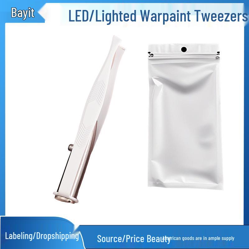 Lighted Stainless Steel Eyebrow Tweezers & Trimmer – Luminous Arrow Beauty Tool