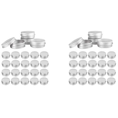 ABWR-96 Pcs 1 Oz Tins Silver Aluminum Tins Cans Screw Top Round Aluminum Tins Cans With Screw Lid Screw Lid Containers