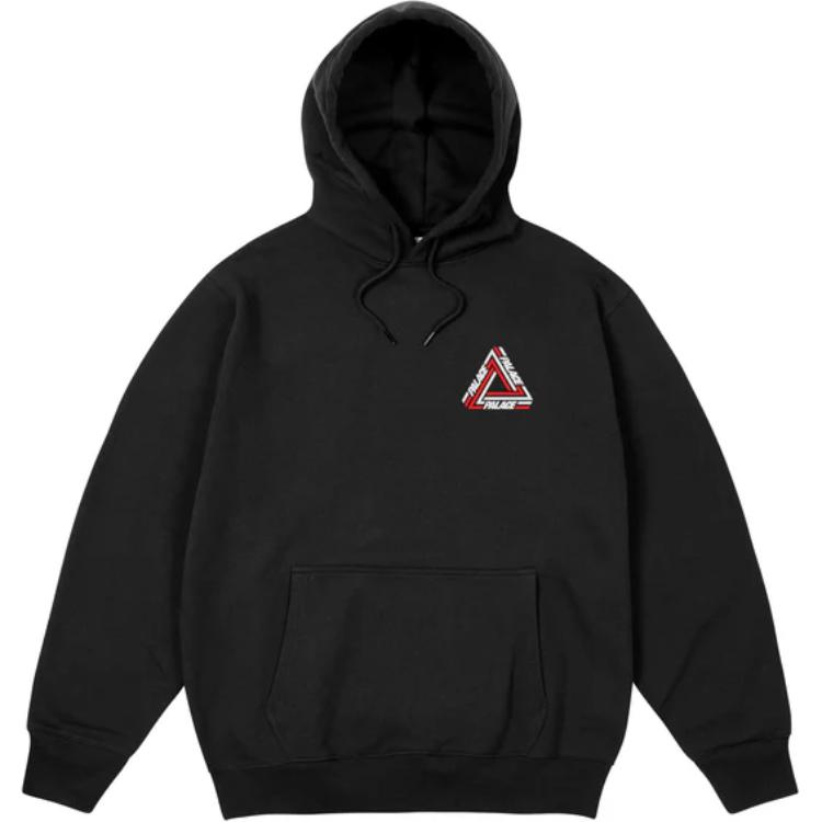 Palace Tri-Line Hood Black Unisex Tops P27CS078