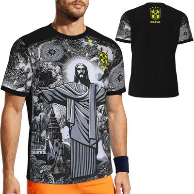 Summer Brazil Special Edition Jesus Black Grey Football Training Top Jersey Shirts Adult Kids Outdoor Quick-drying Football Tee