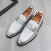 Fashion Open Mouth Laughing Leather Loafers Fashionable Color Blocked Men Low Cut Leather Shoes Elegant Business Office Men Casual Shoes