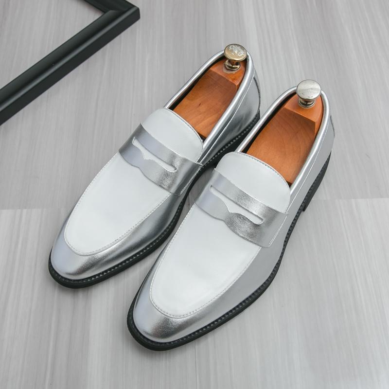 Fashion Open Mouth Laughing Leather Loafers Fashionable Color Blocked Men Low Cut Leather Shoes Elegant Business Office Men Casual Shoes